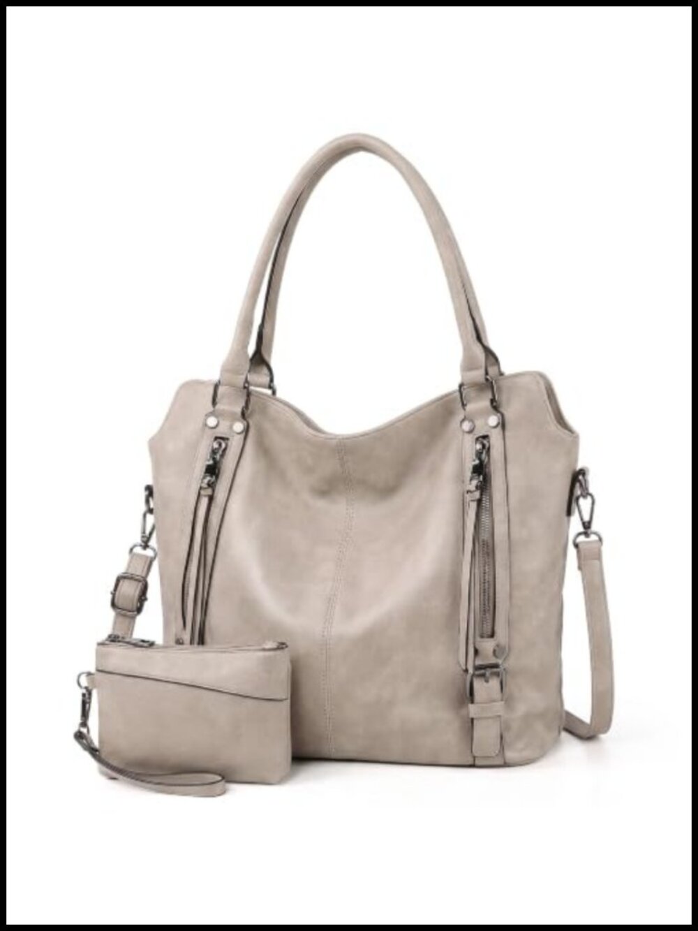 Large PU Leather Tote Hobo Shoulder Bag Vegan Leather Women's Purse